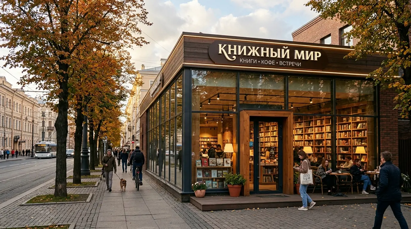 Книжный магазин экстерьер проспект — Тёплое фасадное остекление зданий